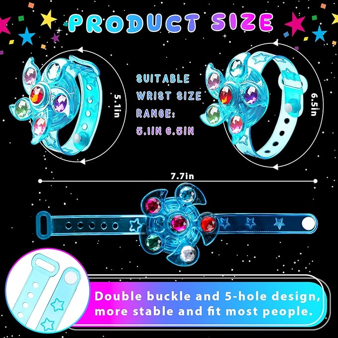 25 Pack LED Fidget Spinner Bracelets Light Up Party Favors for Kids 4-8-12 Valentines Goodie Bag Stuffers Glow in the Dark Party Supplies for Birthday Party Favors