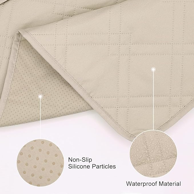 Couch Armrest Organizer Remote Control Holder Bedside Caddy with 6 Pockets, Non-Slip Armchair Caddy Sofa Armrest Organizer for Tv Remote Control, Magazine, Cell Phone, Beige