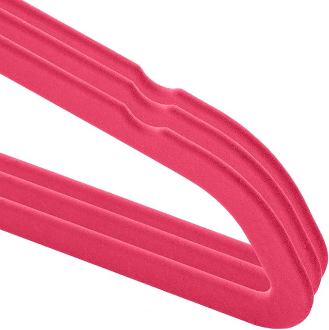 Casafield 50 Velvet Baby Hangers - 11" Size for Infant & Toddler Clothes - Pink