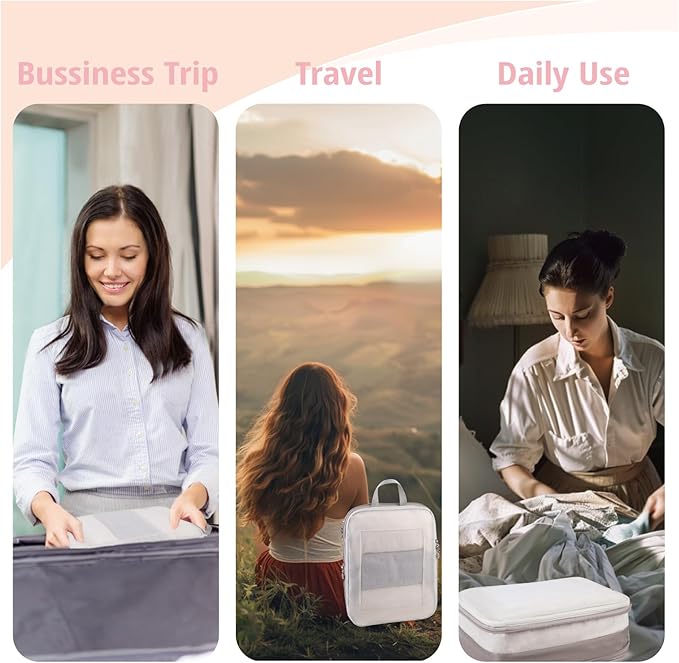 Expandable Double-Sided Compression Packing Cube，3 Set Lightweight Double Deck Organizer Bag Carry on Luggage Backpack Suitcases，Women Travel Accessories for Separate Clean and Dirty Clothes