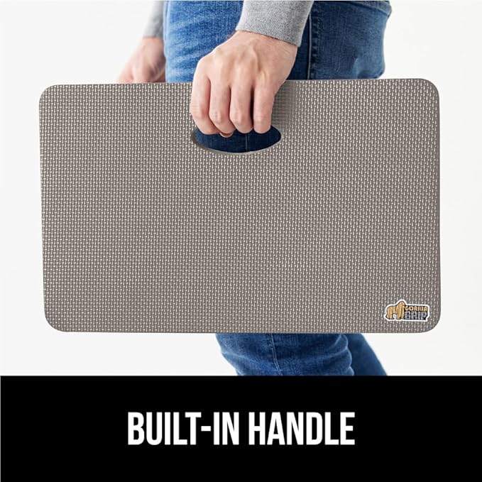 GORILLA GRIP Extra Thick Patent Pending Soft Foam Kneeling Pad, 2 PK, Supportive Large Cushion Knee Pads for Gardening, Baby Bath, Dirt and Water Resistant, Workout and Garden Supplies, 17.5x11, Gray