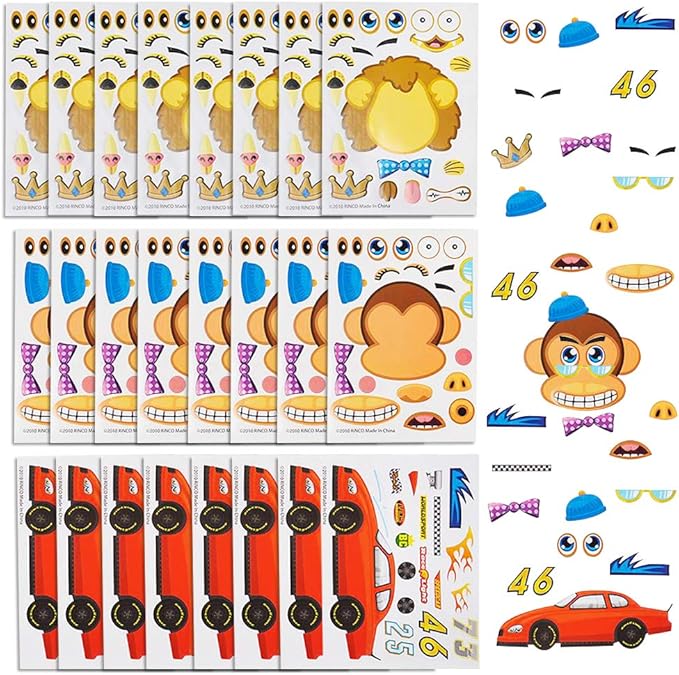 ArtCreativity Make Your Own Sticker Assortment, Bulk Set of 96 Sheets, Unique Arts ‘n Crafts Activity Supplies Kit for Kids, Sticker Prize, Fun Birthday Party Favor, Goodie Bag Filler