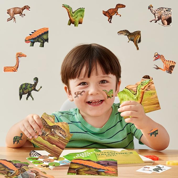 Giiffu 36 Dinosaur Valentines Day Cards for Kids, Dinosaur Valentines Cards with Envelopes for Valentine Classroom Gifts, Kids Valentine Exchange Cards, Kids Valentine Party Favors