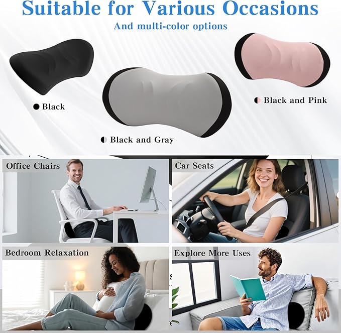 Lumbar Support Pillow for Office Chair - Lumbar Pillow for Car - Ergonomic Lumbar Support Pillow for Car Back Support Cushion
