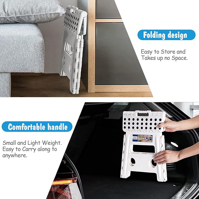 ACKO 10pack Folding Step Stool -13inch Height Premium Heavy Duty Foldable Foot Stool for Kids and Adults, Kitchen Garden Bathroom Stepping Stool White