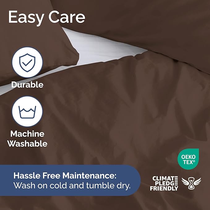 Duvet Cover Cal King Size Set - Extra Soft Cal King Size Duvet Cover 104 x 98 with 2 Pillow Shams - Hotel Luxury Easy Care & Fade Free w/Zipper Closures & Ties - Comfy Breathable Bedding Set (Brown)