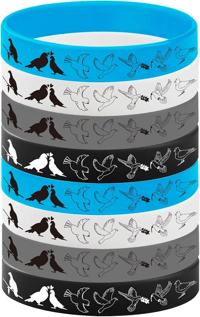 24PCS Pigeon Silicone Bracelets Party Favors -Bird Themed Rubber Bracelet Party Supplies Decorations Birthday Baby Shower Party
