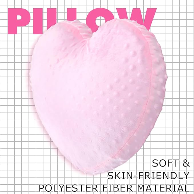 9 lb Sensory Weighted Pillow with Glass Bead Filled Heavy Soft Versatile Hug Body Pillow W/stress Relief for Adults Comfort Relaxation Sleep Valentine's Thoughtful Gift Hear(Pink)