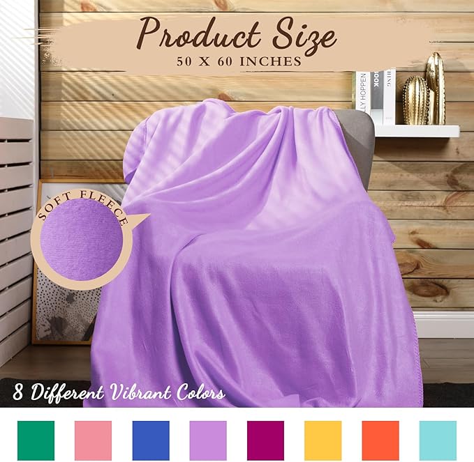 Kinlop Fleece Blanket Bulk 60 x 50 Inch Soft Lightweight Fleece Cozy Blanket Warm Throw Plush Pet Throw for Bed Couch Sofa Home Office Wedding Gifts Travel Camping(Stylish Color,80 Packs)