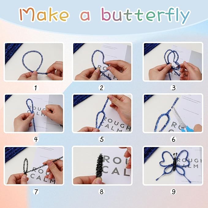 Hssugi Pipe Cleaners, 100PCS Christmas Pipe Cleaners Craft Supplies, Glitter Dazzling Color Pipe Cleaners Bulk Fuzzy Sticks for DIY Art and Craft Projects Home Decoration