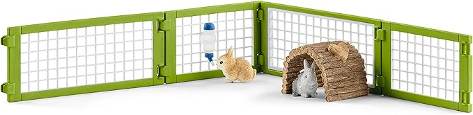 Schleich Farm World, Easter Toys for Boys and Girls Ages 3-8, 8-Piece Playset, Rabbit Hutch and Bunny Playpen Toy Set