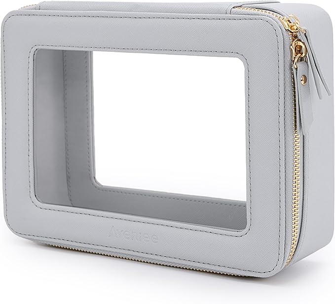 Aveniee Clear Makeup Bag Organizer,Large Travel Toiletry Bag for Women, Waterproof Cosmetic Pouch with Zippers,Car Organizers and Storage Case for Accessories,Blue