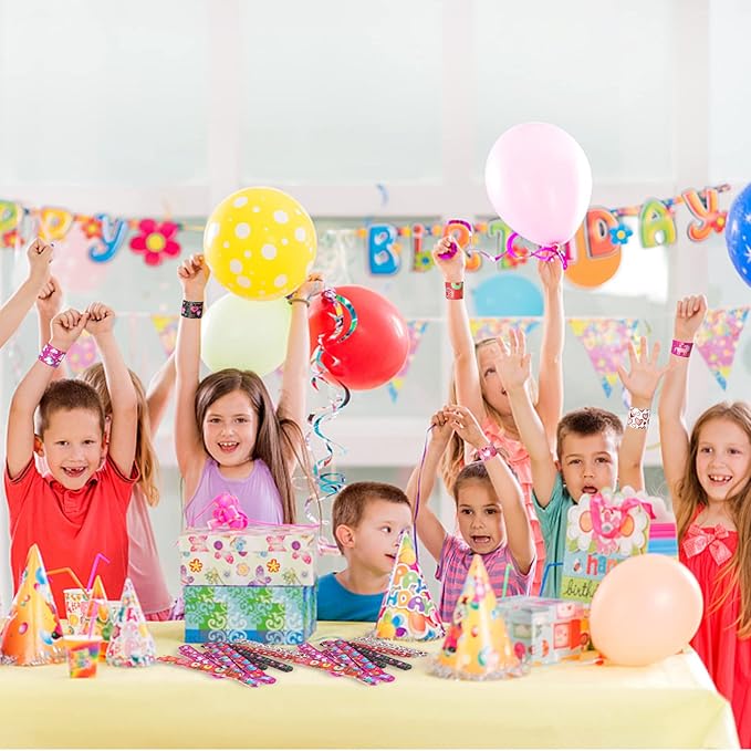 48 Pcs Valentines Slap Bracelets Valentine's Day Snap Bracelets for Kids Valentine Party Favor