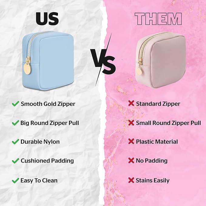 DANCOUR Nylon Makeup Bags for Women Large Preppy Travel Toiletry Pouch Cosmetic Bag Makeup Organizer