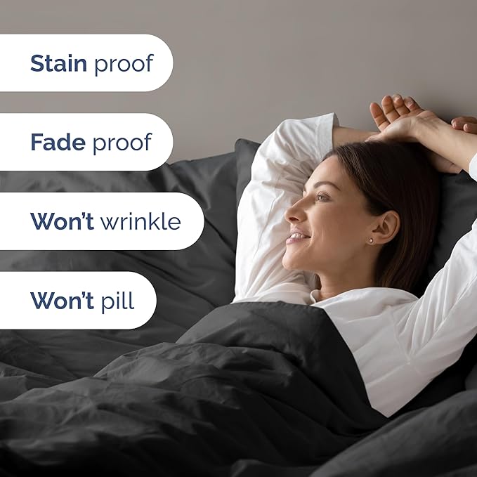 Duvet Cover Cal King Size Set - Extra Soft Cal King Size Duvet Cover 104 x 98 with 2 Pillow Shams - Hotel Luxury Easy Care and Fade Free w/Zipper Closures & Ties - Breathable Bedding Set (Charcoal)