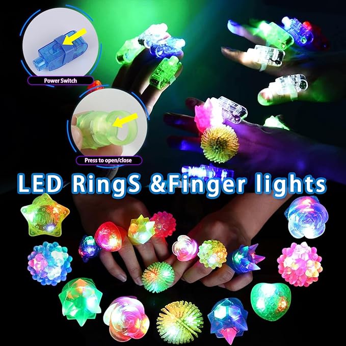 Glow in the Dark Party Supplies for Kids, Light Up Party Favors with 72 LED Light Up Toys, 100 Glow Sticks Bulk DIY Glow Necklaces Glasses Bracelets for Glow Party, New Year, Neon Party favors