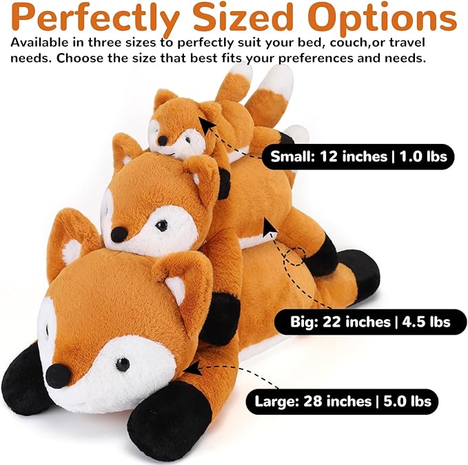 Fox Weighted Stuffed Animals - 28 Inch 5.0 Pounds Weighted Plushies Fox - Large Plush Stuffed Animals Pillow - Cute Plush Toys Gifts for Kids & Adults