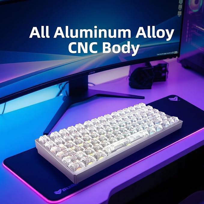 MG75MAX 81 Keys Wired Magnetic Switch Keyboard, 256KHZ Single Key Scan Rate, PCB Nano-Coating Waterproof, Hall Effect, 8KHZ/ARGB/CNC Aluminum Gaming Keyboard(White)