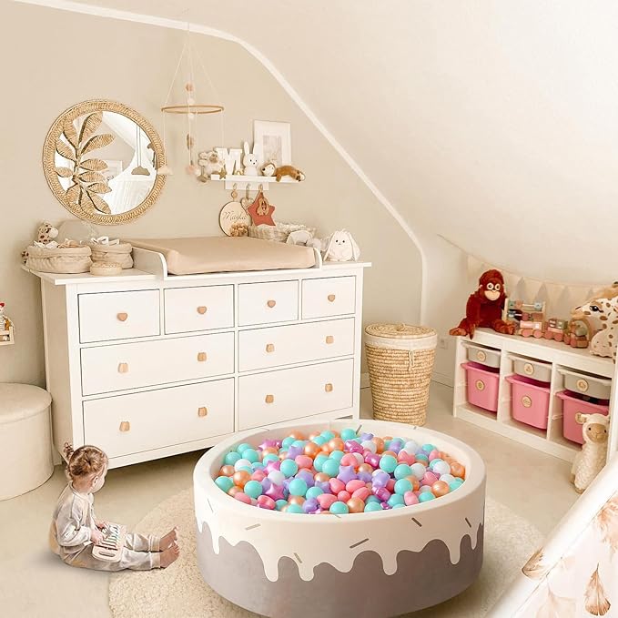 GOGOSO Shape Ball Pits Balls, Star Heart Plastic Play Balls for Toddlers Kids Children, DIY Giant Friendship Bracelet Banner