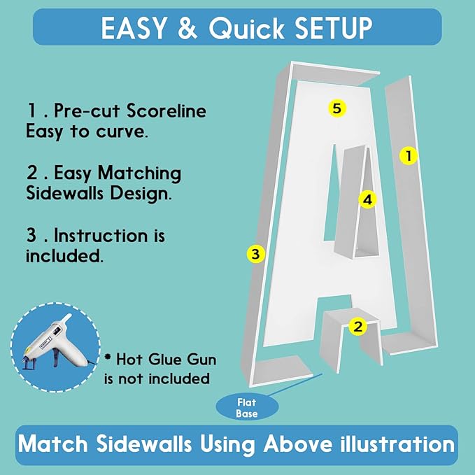 JW Passion - Premium Quality Made 3FT Tall Mosaic Balloon Frame Big Marquee Light Up Letters DIY Kit for Birthday Party Wedding Backdrop Decor Letter A Pre-Cut Foam Board