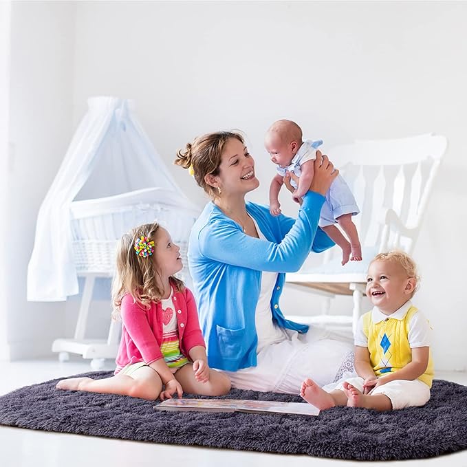 Noahas Ultra Soft Fluffy Bedroom Rugs Kids Room Carpet Modern Shaggy Area Rugs Home Decor 2.6' X 5.3', Taro Purple