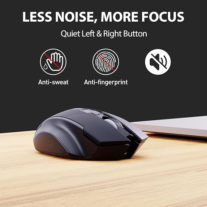 INPHIC Wireless Mouse for Laptop Rechargeable, Upgraded Visible Battery, 2400 DPI, Silent Ergonomic Computer Mice, Mac, PC etc.