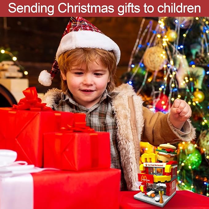 Building Blocks Set, Burger House DIY Bricks Toys, City Construction Stacker, Educational STEM Toys for 6 Years Old Boys and Girls, Toddler Building Blocks Gifts