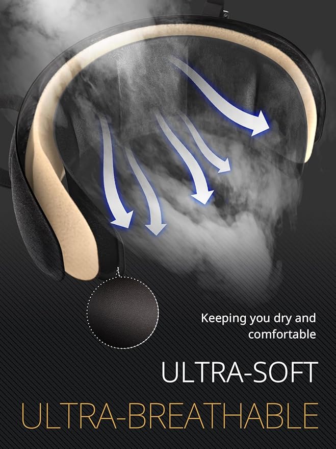 Bonairest Travel Pillow, Airplane Neck Pillow with 3D Eye Mask for Sleeping, Round Edge Plane Head Strap 360°Headrest Support for Long Flight, Stop Bobblehead, Travel Essential for Car Road Trip Black