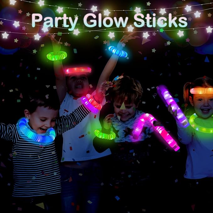 Glow Sticks Party Pack 12 PCS-Valentines Glow in Dark Party Favor Supplies for Kids,Light Up Glow Necklaces Bracelets Accessories for Toddlers,Neon Party Decorations for Mardi Gras Birthday Camping