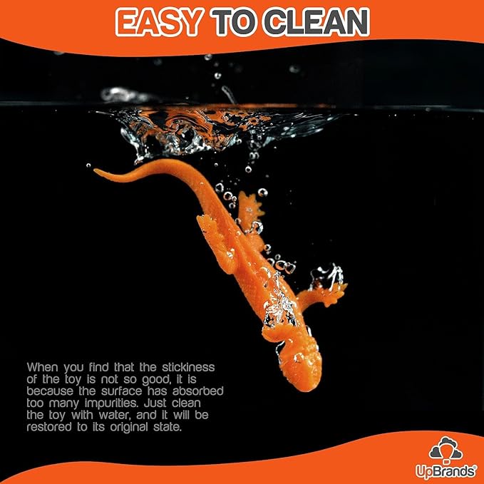 UpBrands 24 Pack ORANGE Super Stretchy Lizard Toys - Tangy Party Favors, Rubber Lizards for Kids, Small Classroom Prizes, Reptile & Newt Toy, Stress-Relief & Orange Celebrations