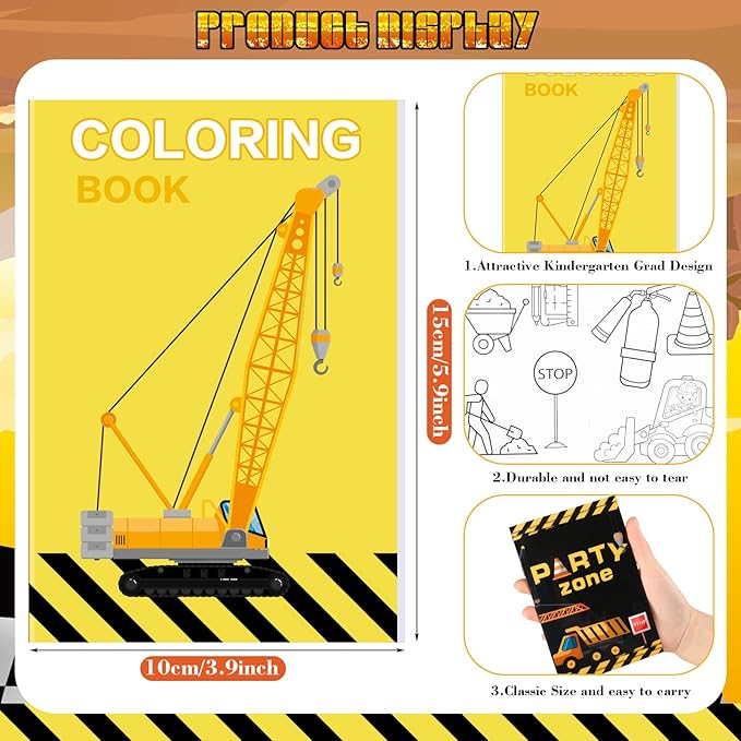 Estune 40 Pcs Coloring Books Party Favor for Kids Coloring Book Set Mini Small Color Booklets Goodie Bag Stuffers Gift Classroom Home(Construction Trucks)