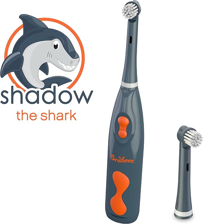 Brusheez Electronic Toothbrush Replacement Brush Heads 2 Pack (Shadow The Shark)