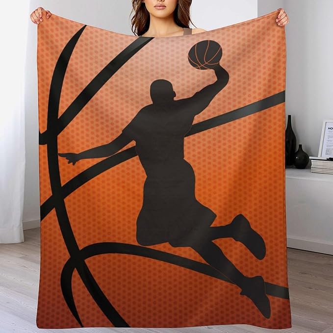 Basketball Throw Blanket - Soft Flannel Sports Basketball Blankets for Kids Girls Boys Basketball Lovers - Warm Basketball Throw Blankets for All Season Lap, Chair, Sofa - 50"x40"