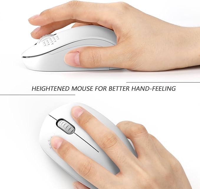 seenda Wireless Mouse, 2.4G Noiseless Computer Mice with USB Receiver Portable Computer Mouse for PC, Tablet, Laptop - Pure White