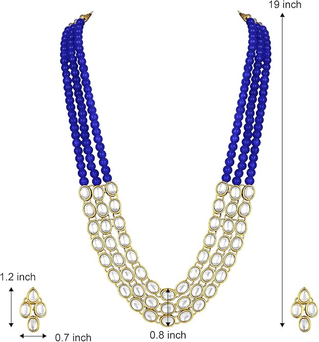 Aheli Indian Traditional Faux Kundan Long Necklace Jewelry Set with Earrings Gift for Women