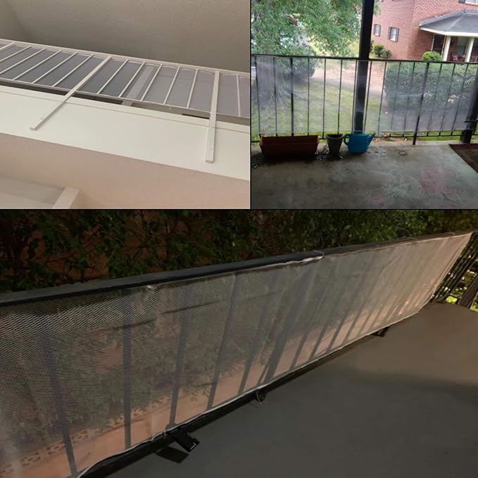 Child Safety Net - 10ft L x 2.5ft H, Balcony, Patios and Railing Stairs Netting, Safe Rail Net for Kids/Pet/Toy, Sturdy Mesh Fabric Material (White)