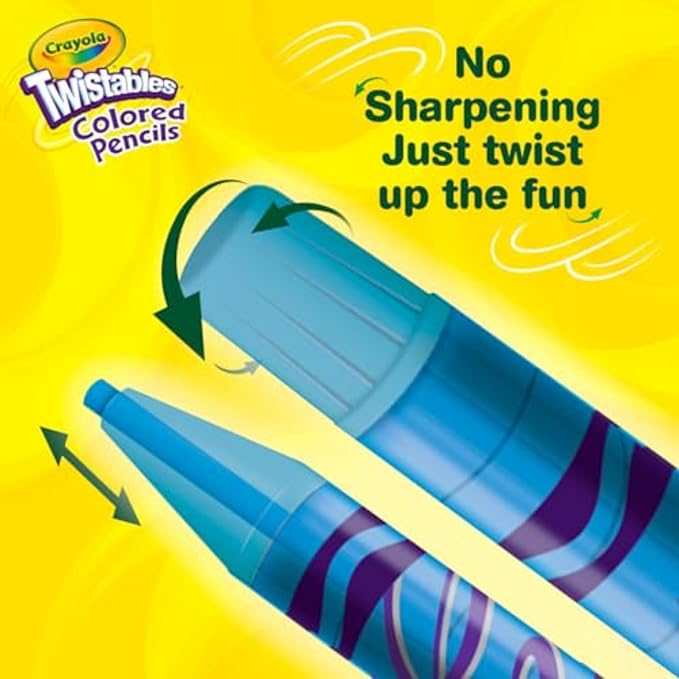 Crayola Twistables Colored Pencil Set (50ct), No Sharpen Colored Pencils For Kids, Coloring Book Pencils, Easter Basket Stuffers, Gifts for Kids, 4+