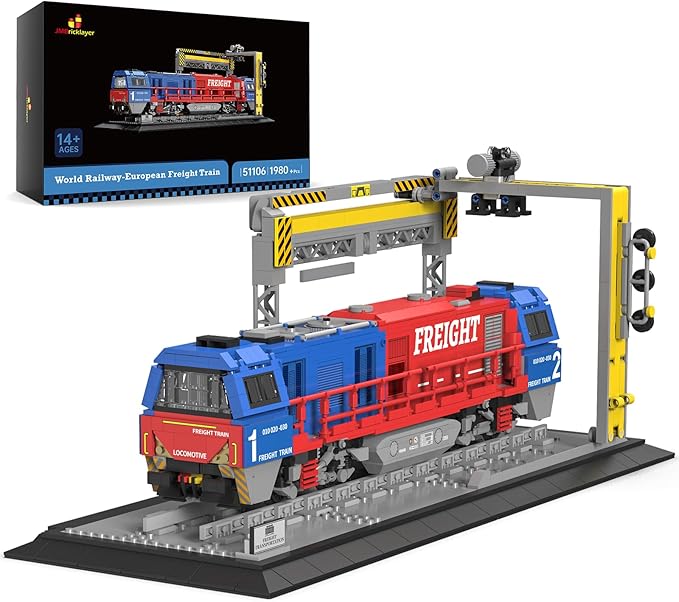 JMBricklayer Train Building Set for Adults, G2000 City Freight Train with Train Track, Diesel Locomotive Model Collectible or Display, Gift for Boys Girls 51106