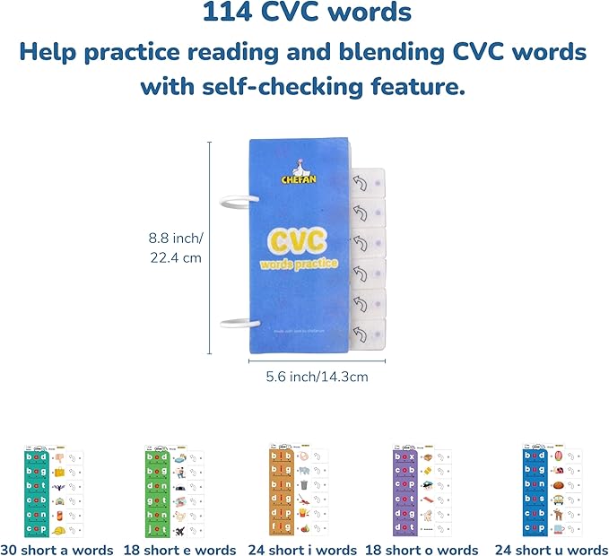 CHEFAN CVC Word Spelling Games, Phonics Flash Card Sight Word Games, Preschool Kindergarten Learning Activities, Montessori Educational Toy Gift for 3 4 5 6 Year Old Kids