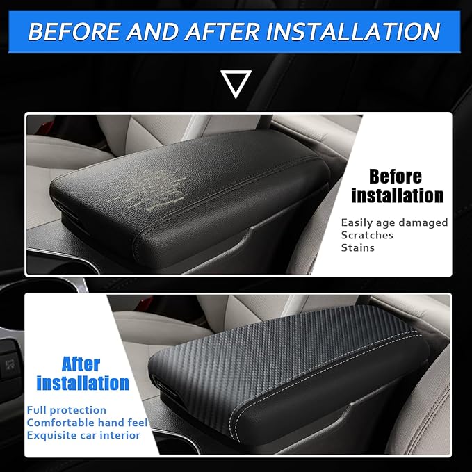 XYHGM Car Center Console Armrest Cover for Kia Optima 2011 2012 2013 2014 2015 Leather Anti-Scratch Central Arm Rest Box Lid Seat Cover Protector Cushion Saver interior Accessories(Carbon Fibre+Black)