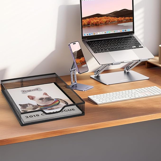 Office Drawer Organizer, 2 Pack Metal Mesh Desk Draw Divider, Versatile Desktop Organizer Tray to Keep Supplies Tidy and Easy to Access, Stackable A4 Paper Holder Tray