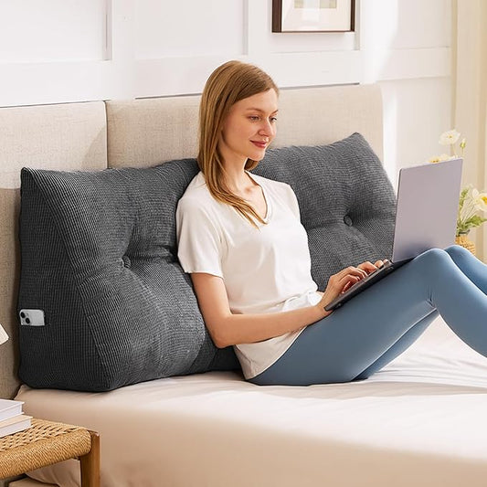 Headboard Pillow King, Triangle Pillows for Headboard, Head Board Backrest Wedge Pillow for Reading Sitting Working, Daybed Pillows with Removable Cover for Bed Dorm Sofa, Black