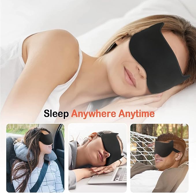 AMAZKER Cute Sleep Eye Mask for Kids, 3D Contoured Cup Sleeping Mask & Blindfold, Concave Molded Night Sleep Mask, Block Out Light, Soft Comfort Eye Shade Cover for Travel Yoga Nap,KD