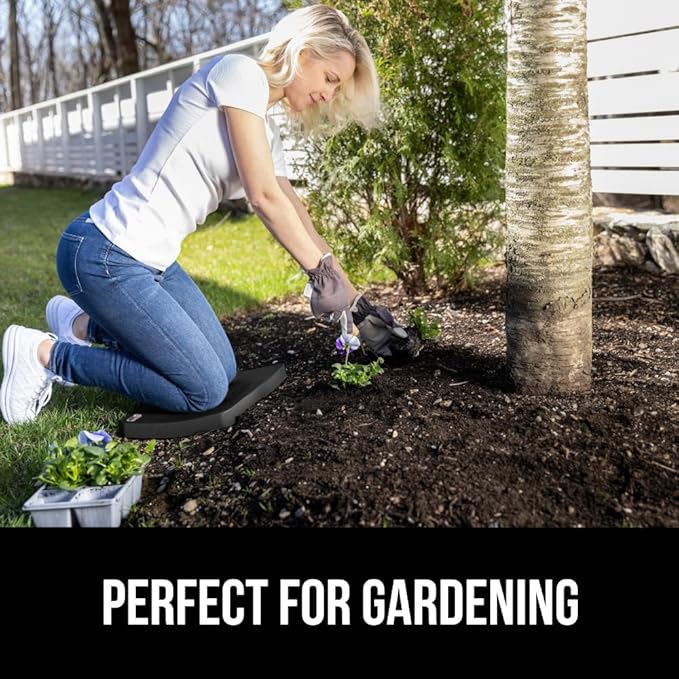 GORILLA GRIP Extra Thick Patent Pending Soft Foam Kneeling Pad, 2 PK, Supportive Large Cushion Knee Pads for Gardening, Baby Bath, Dirt and Water Resistant, Workout and Garden Supplies, 17.5x11, Black