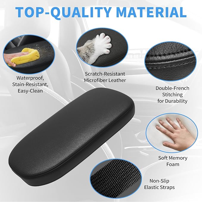 Asgohme Car Center Console Armrest Cover Compatible with Toyota RAV4 2019-2025 Accessories, Premium Leather Arm Rest Box Lid Cover, Middle Console Cover (Black)