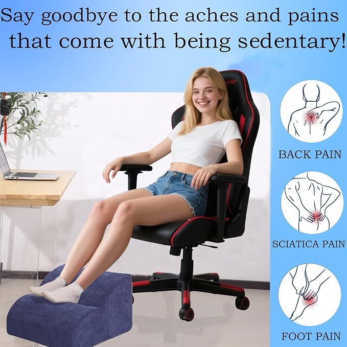 Foot Rest for Under Desk at Work.Multifunctional 3-Tier Foot Stool,with Washable Footrest.for Under Desk,Office Chair Gaming Chair & Sofa,Leg Elevation Pillow,Supports Posture (Dark Blue)