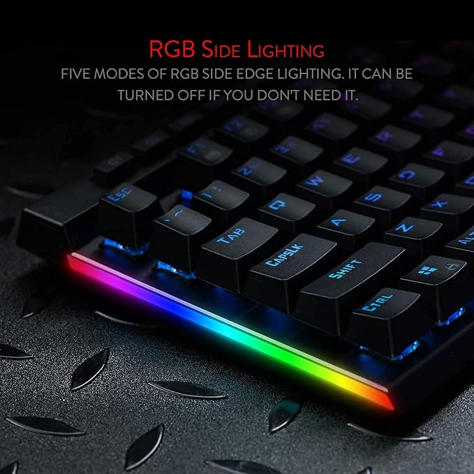 Redragon K580 VATA RGB LED Backlit Mechanical Gaming Keyboard with Macro Keys & Dedicated Media Controls, Hot-Swappable Socket, Onboard Macro Recording (Brown Switches)