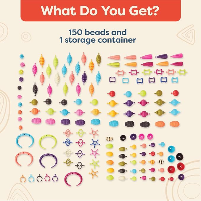 B. toys – Pop Arty! 150 Pcs- Jewlery Making Kit- Creative Pop Snap Bead Set for Kids –DIY Craft Jewelry Making Kit –Necklaces, Rings, Bracelets – 4 Years +
