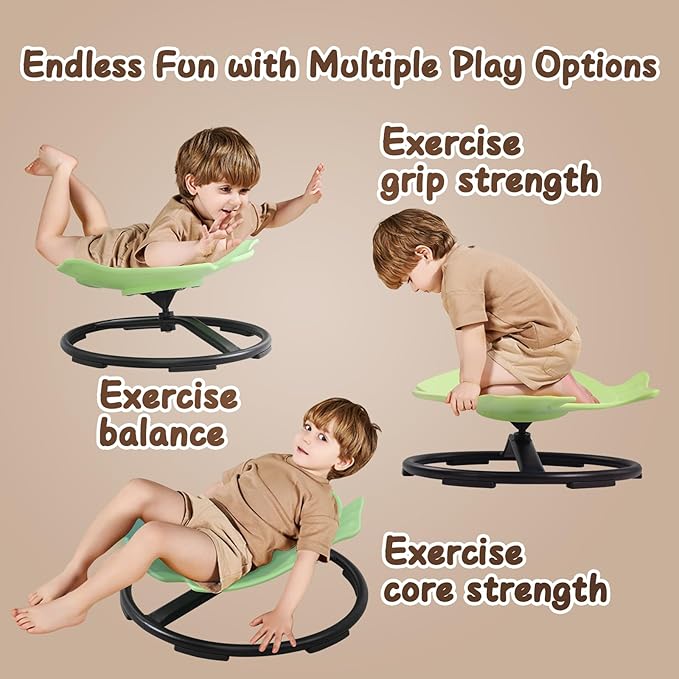 Kids Swivel Chair Sensory Chair for Kids, Spinning Chair Kids Balance Physical Therapy Equipment, Kids Indoor Outdoor Play Equipment， Science Seat for Kids 3-9 (Light Green)