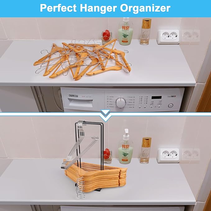 Hanger Holder Organizer 4 Pack, Clothes Hanger Organizer Hanger Stacker for Closet Laundry Room Hanger Storage, RV Hanger Rack Stand Caddy for Velvet Felt Plastic Coat Hangers Adult Kids Pants Hangers